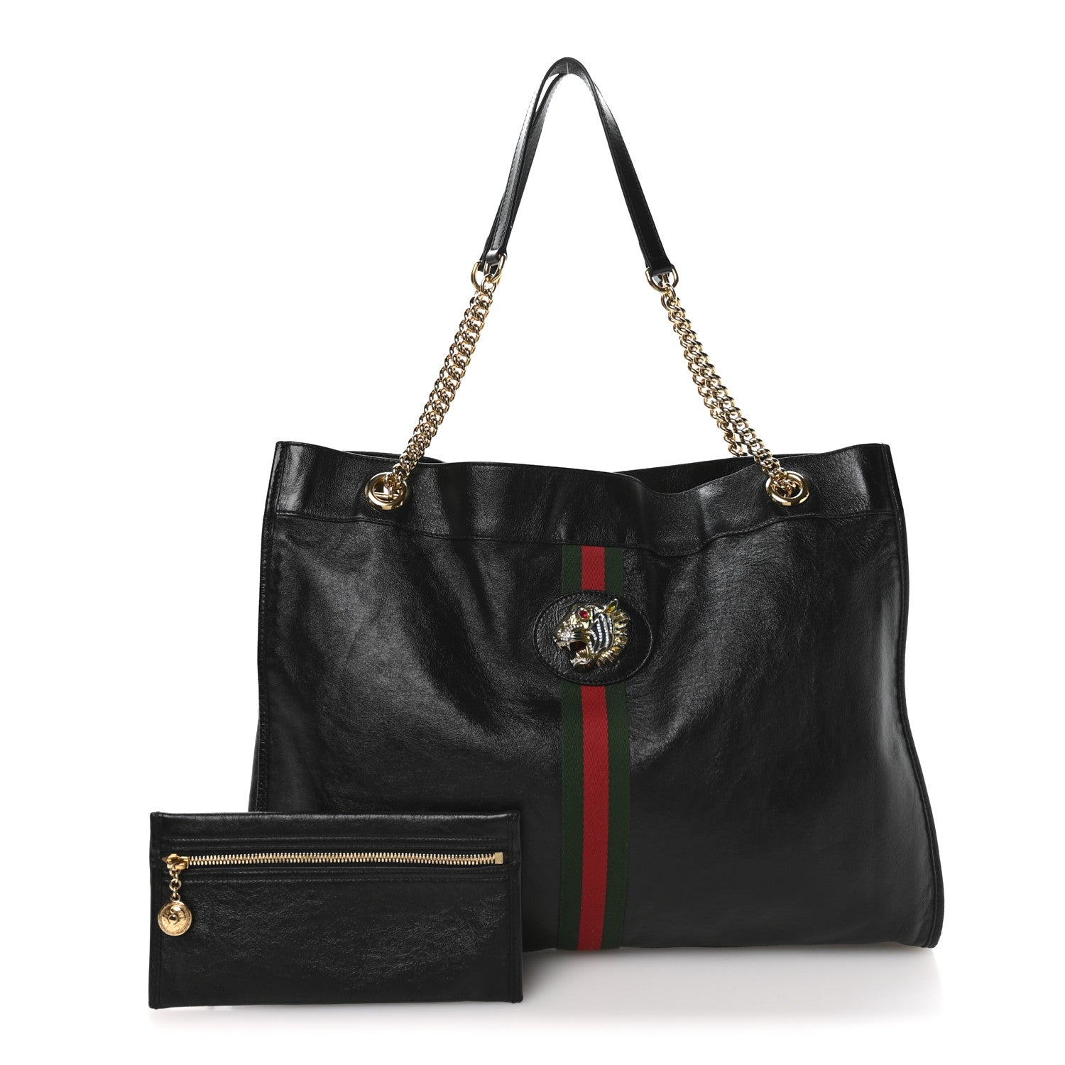 Gucci Calfskin Large Rajah Chain Tote Black 3 of 11