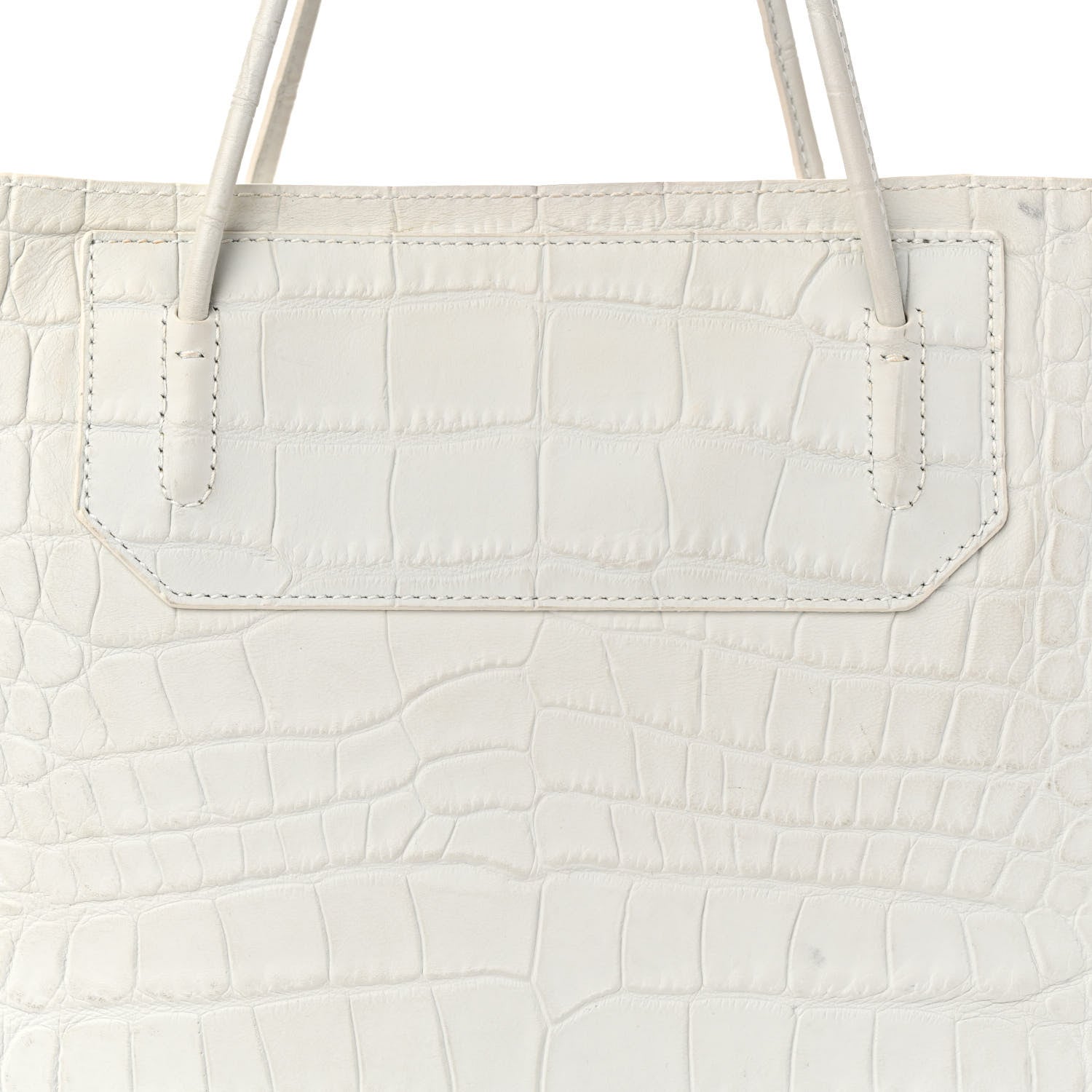 Alexander Wang Calfskin Crocodile Embossed Prisma Skeletal Tote White Silver Hardware 9 of 12