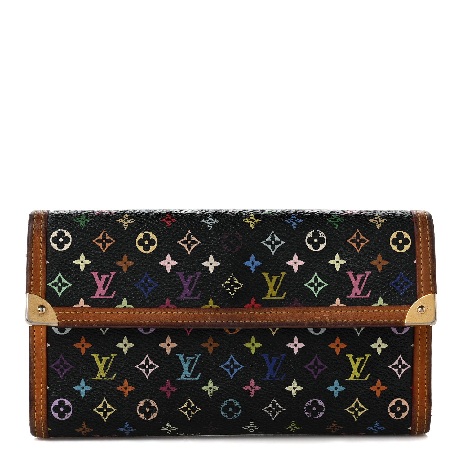 Louis Vuitton Monogram Multicolor Porte Tresor International Wallet Black 1 of 13
