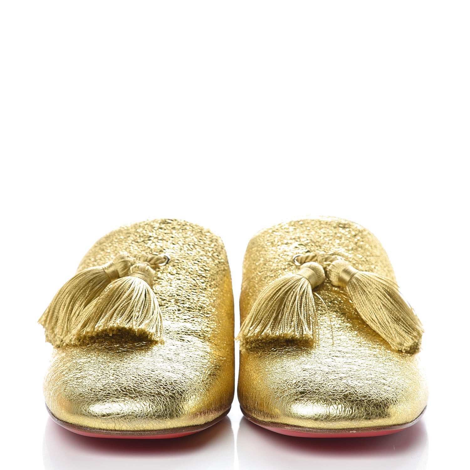 Christian Louboutin Calfskin Specchio Barry 35 Mules 39.5 Gold 2 of 8