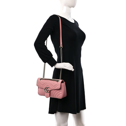 Gucci Calfskin Matelasse Small GG Marmont Shoulder Bag Wild Rose 2 of 9
