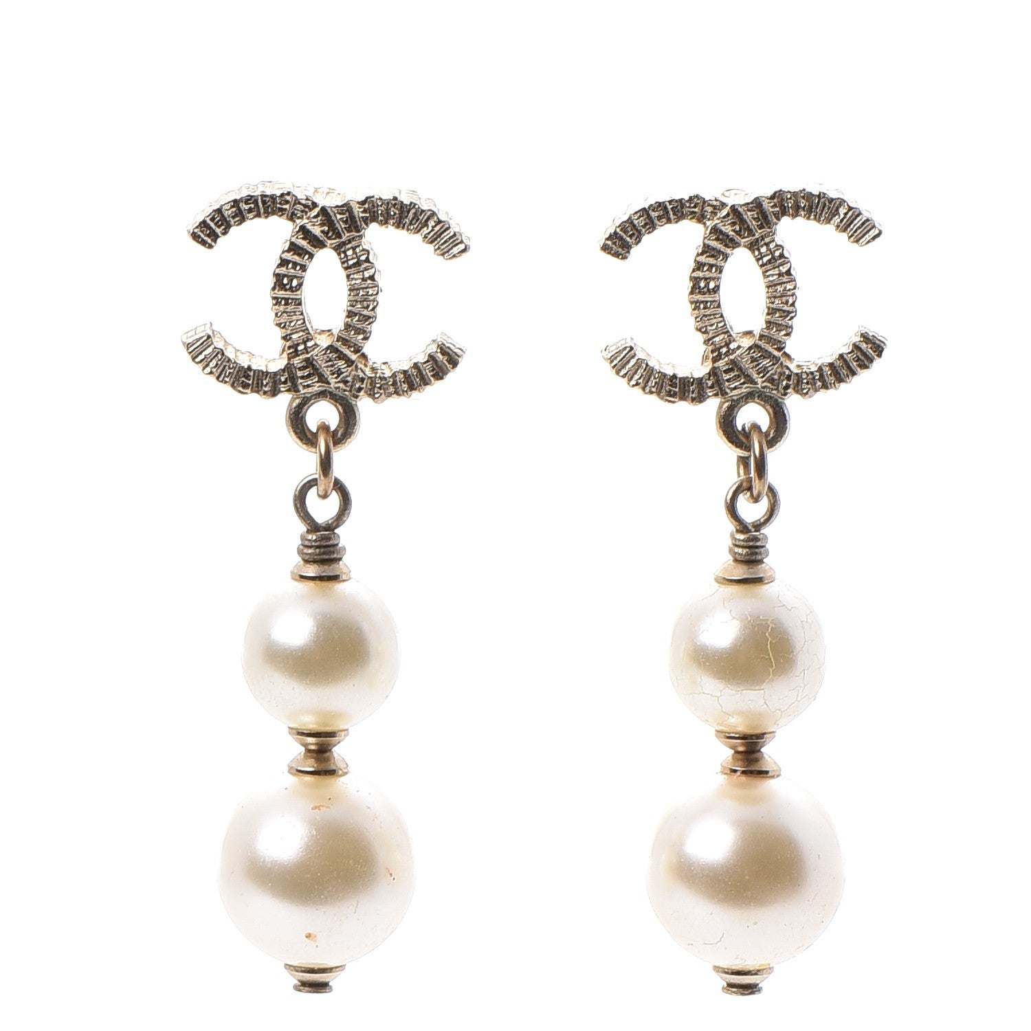 Chanel Pearl CC Drop Earrings Gold 1 of 7