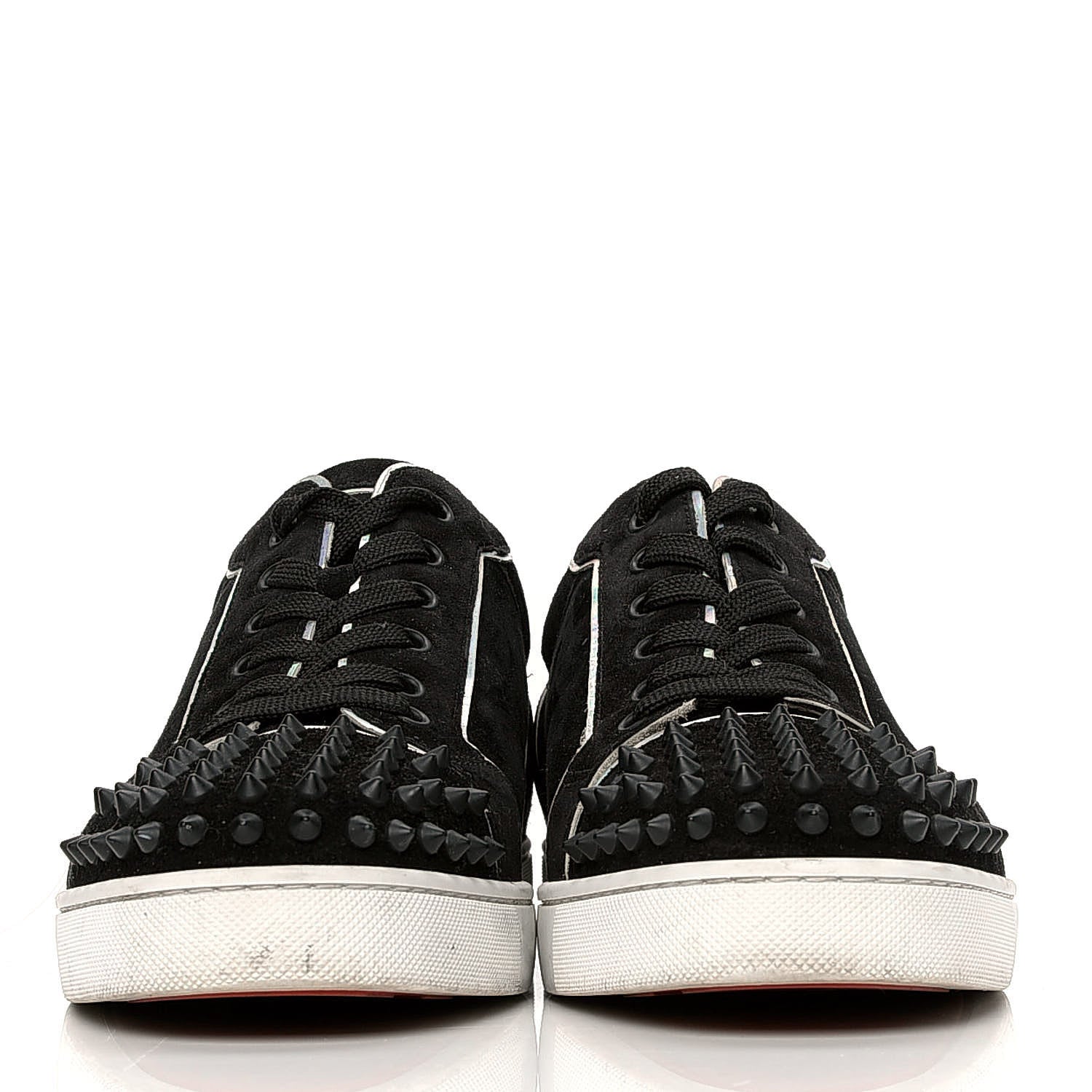 Christian Louboutin Veau Velours Womens Louis Junior Spikes Flat Sneakers 41 Black 2 of 6