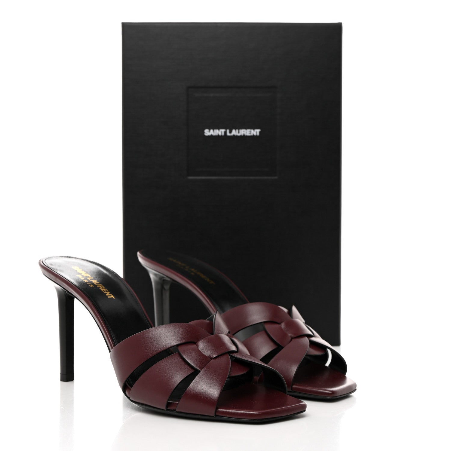 Saint Laurent Calfskin Tribute 85 Slide Sandals 40.5 Rouge Legion 9 of 9