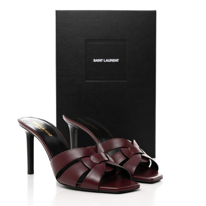 Saint Laurent Calfskin Tribute 85 Slide Sandals 40.5 Rouge Legion 9 of 9