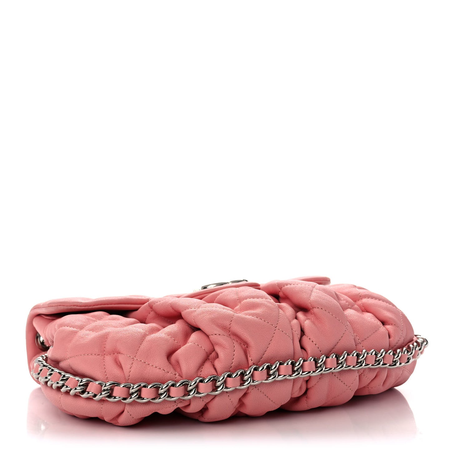 Washed Lambskin Quilted Medium Chain Around Messenger Pink Pink