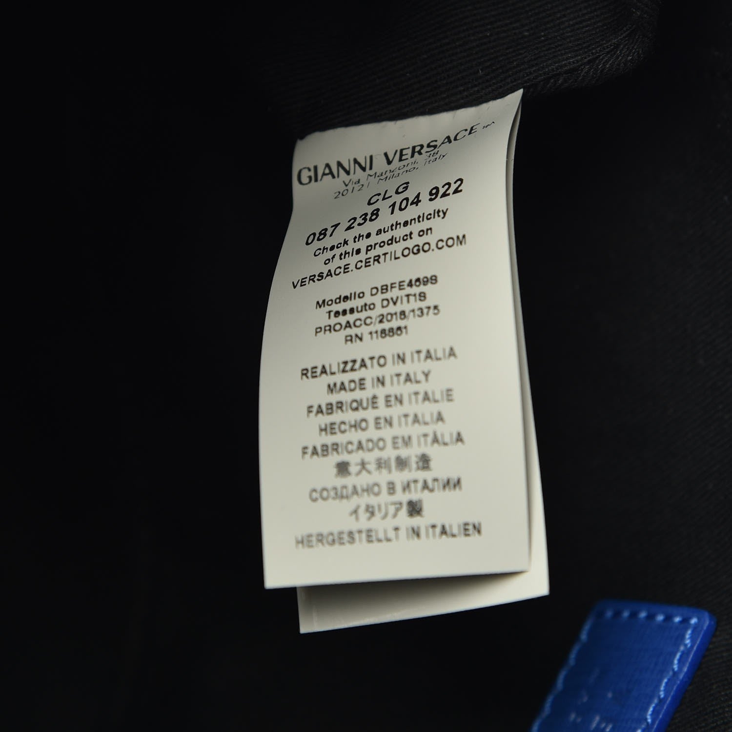 Versace Calfskin Saffiano Duffle Bag Blue 7 of 8