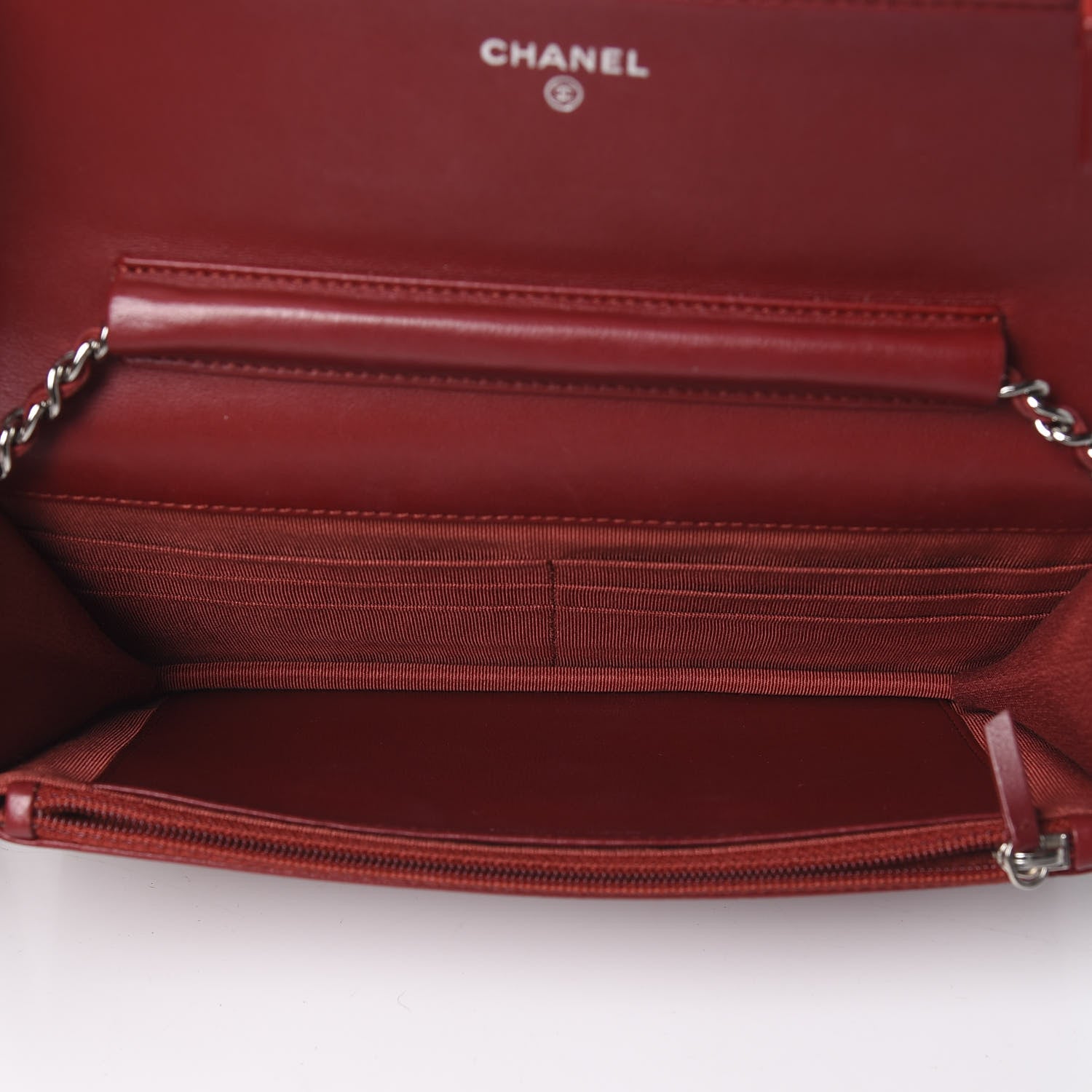Chanel Lambskin Quilted Wallet on Chain WOC Red 4 of 12