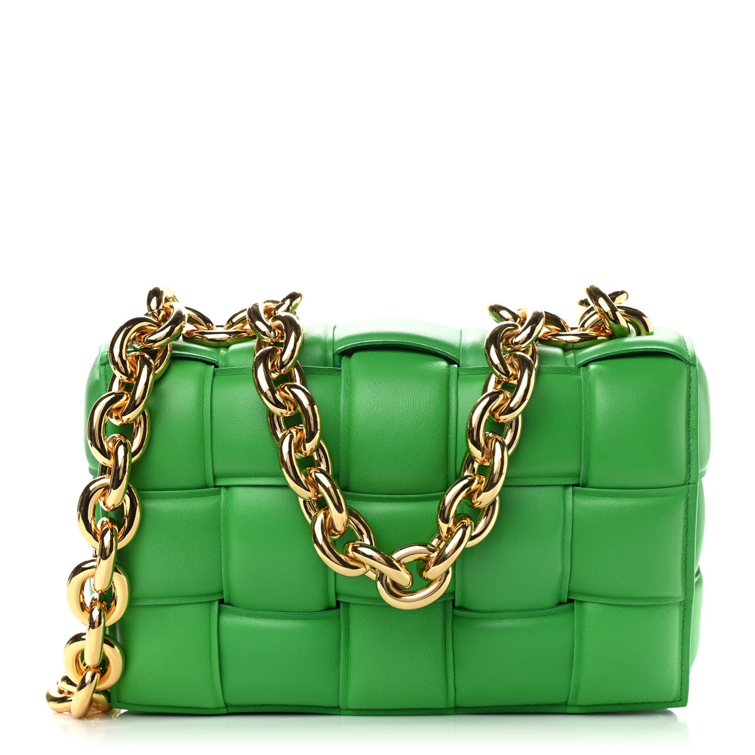 Bottega Veneta Lambskin Maxi Intreccio Padded Chain Cassette Crossbody Bag Grass 1 of 9