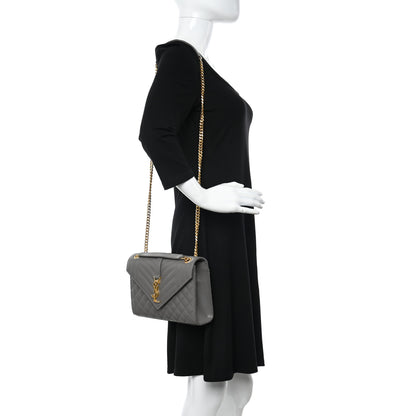 Saint Laurent Grain De Poudre Textured Mixed Matelasse Medium Triquilt Monogram Satchel Earth 2 of 10