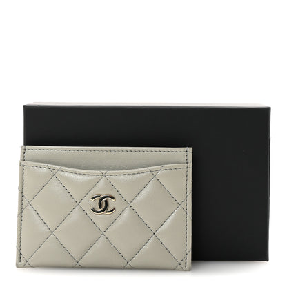 Chanel Lambskin Quilted Card Holder Grey 9 of 9
