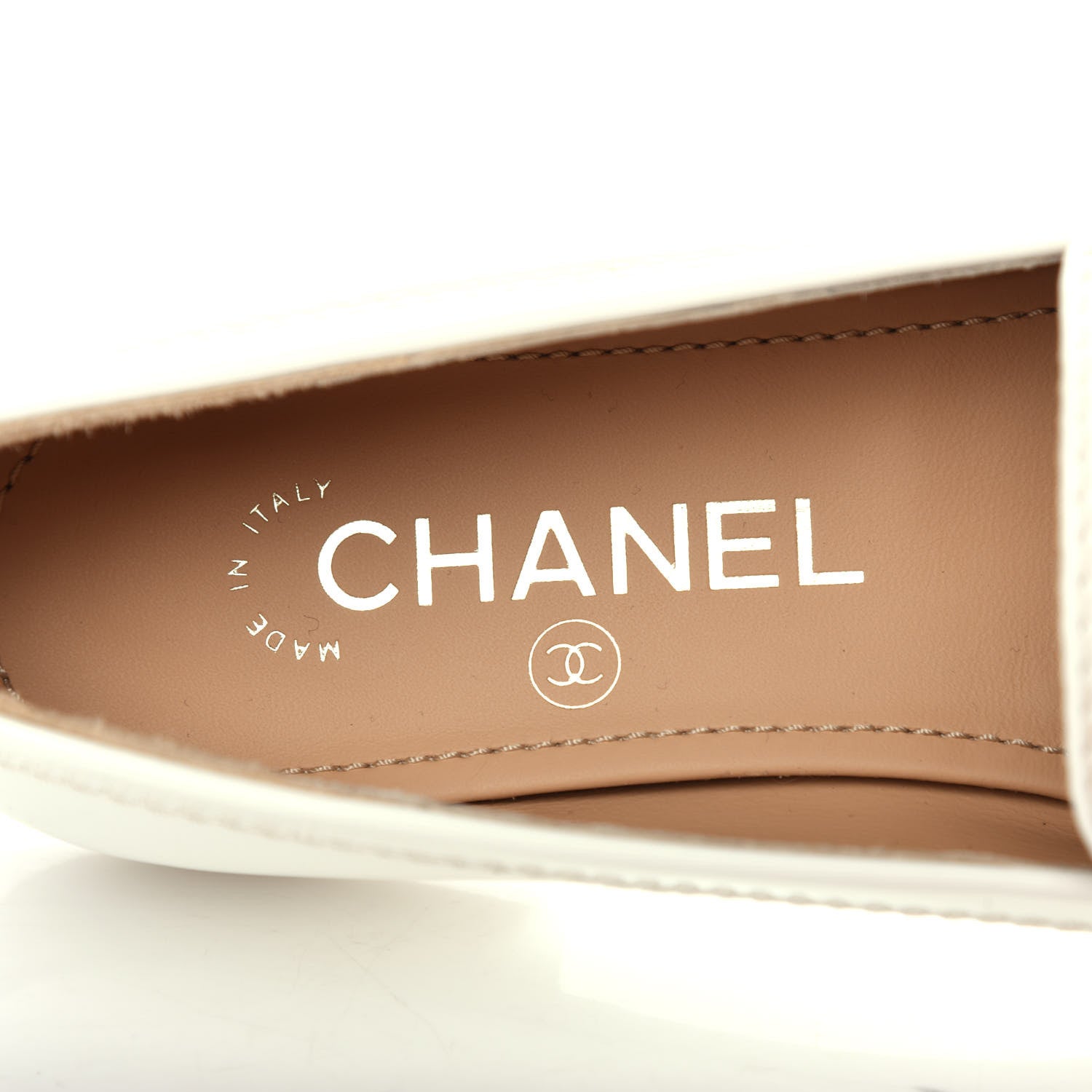 Chanel Patent CC Mocassin Loafers 35.5 White 8 of 10