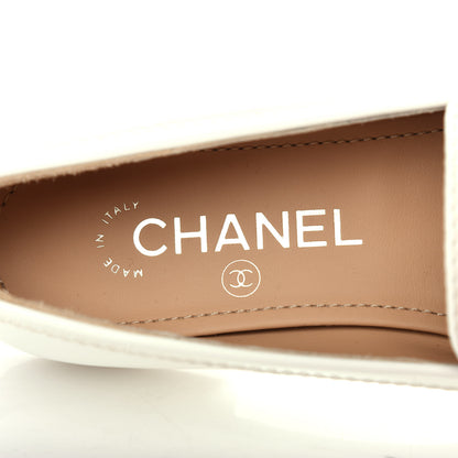Chanel Patent CC Mocassin Loafers 35.5 White 8 of 10