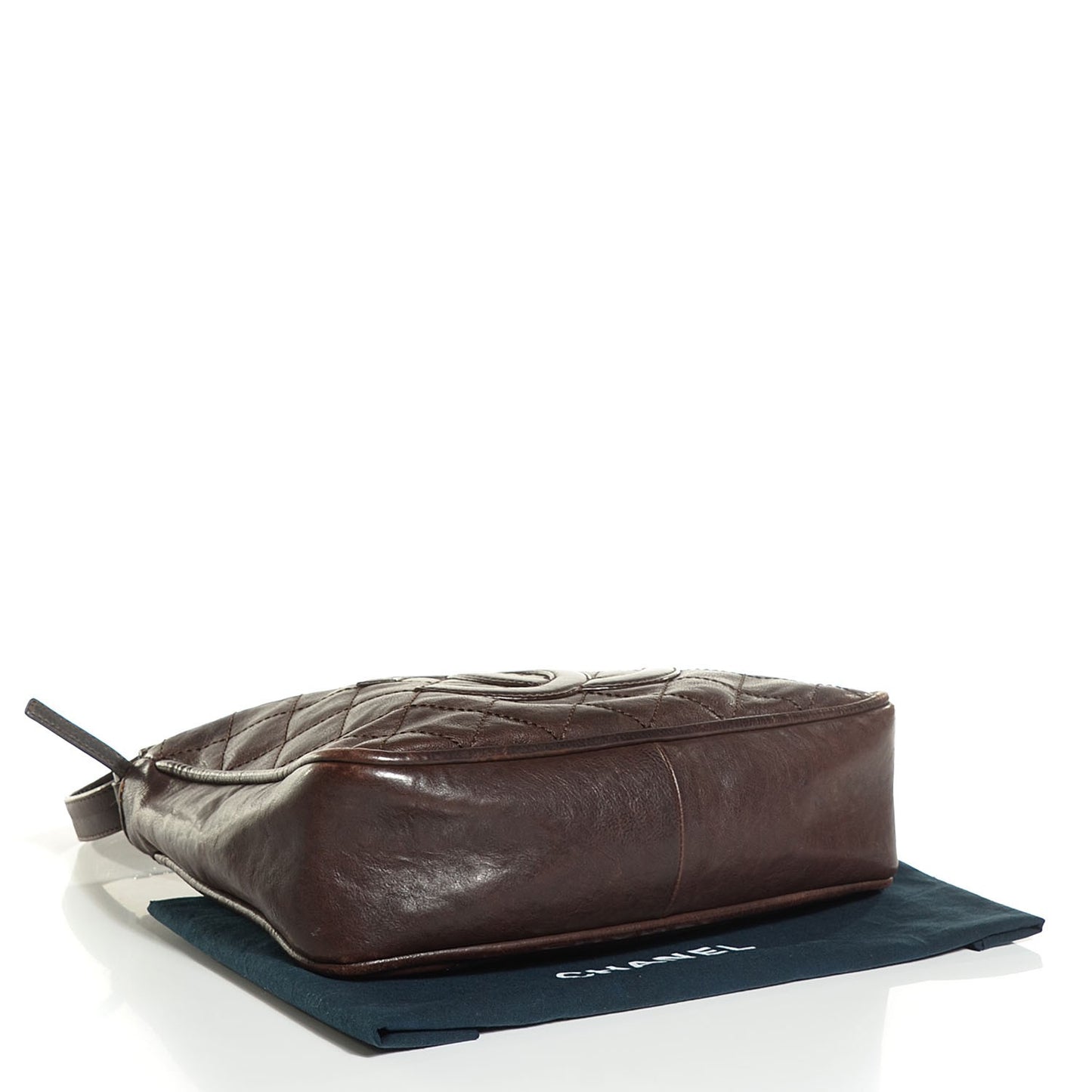 Calfskin Quilted CC Shoulder Bag Brown