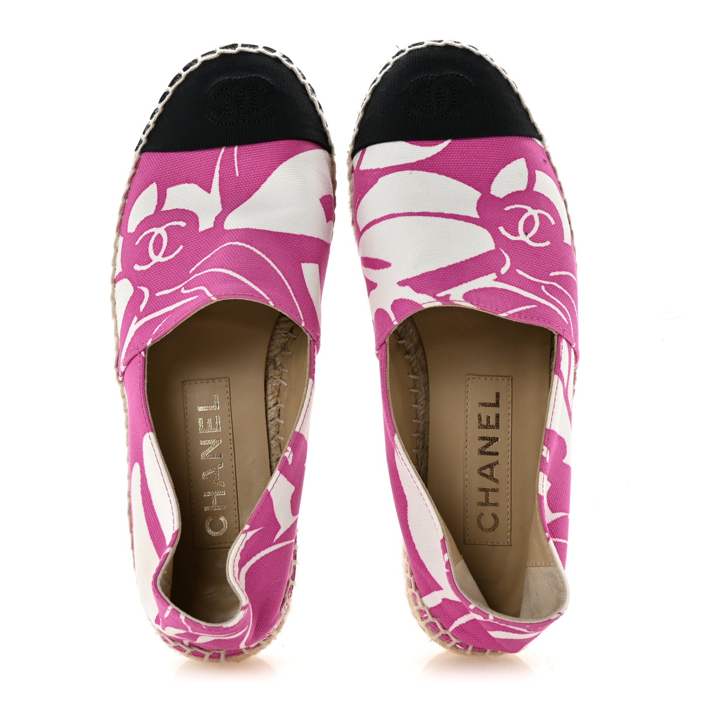 Cotton Grosgrain Espadrilles 36 Pink Ecru Black