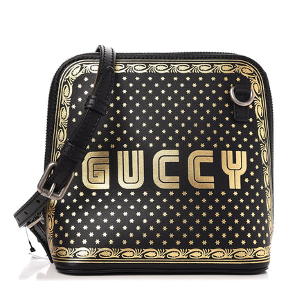Gucci X SEGA Calfskin GUCCY Stars Mini Dome Shoulder Bag Black Gold 1 of 7