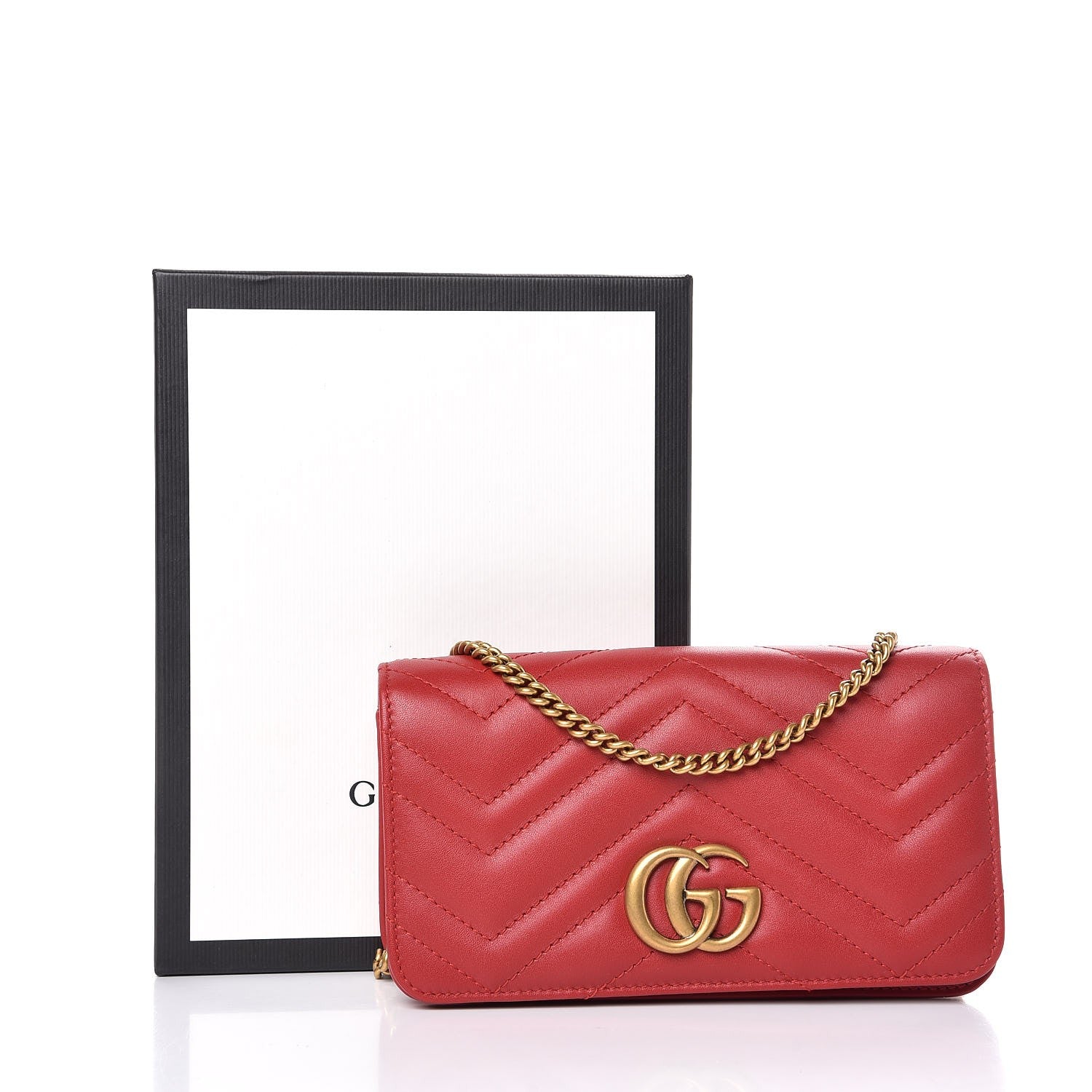 Gucci Calfskin Matelasse GG Marmont Mini Bag Hibiscus Red 8 of 8