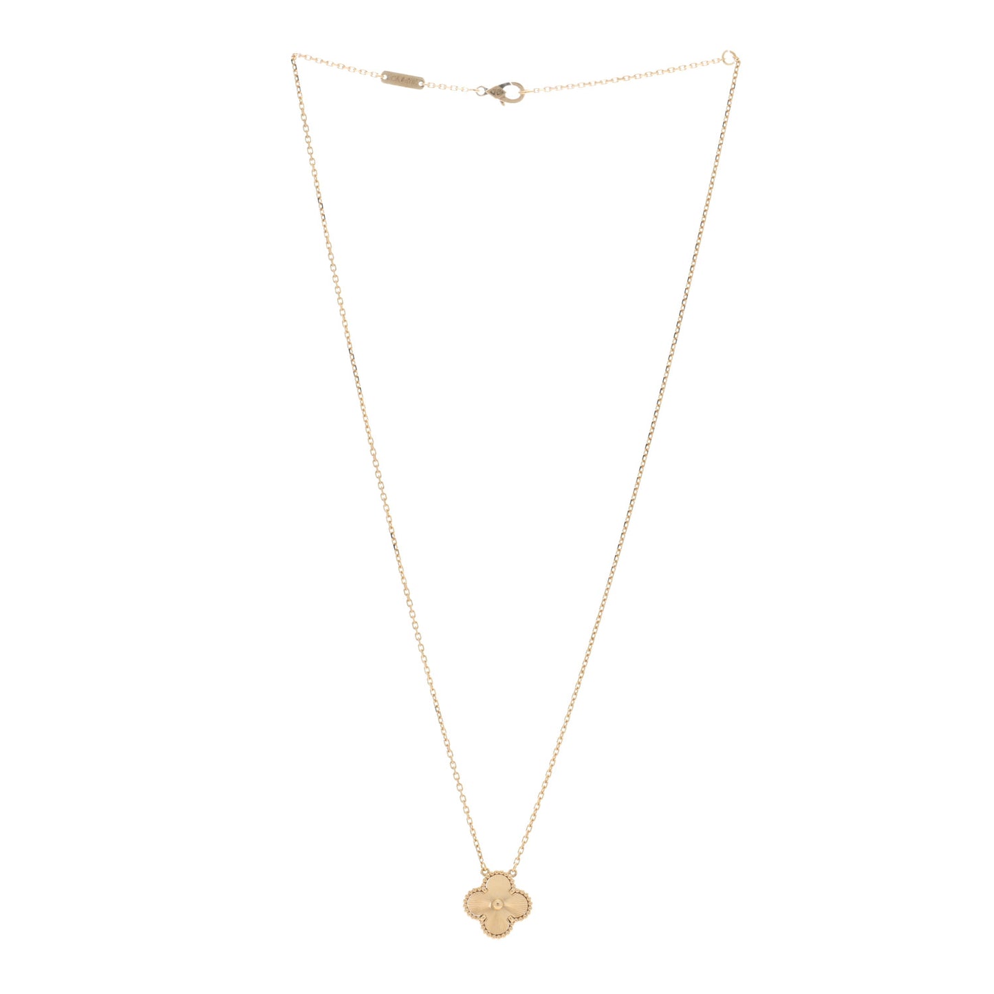 18K Yellow Gold Guilloche Vintage Alhambra Pendant Necklace