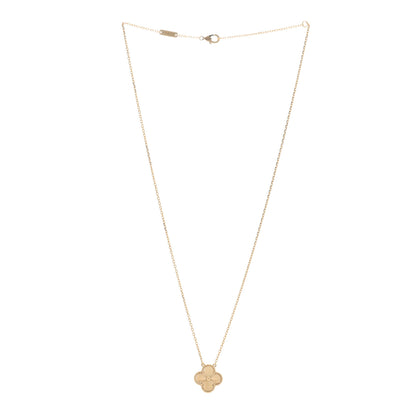 Van Cleef & Arpels 18K Yellow Gold Guilloche Vintage Alhambra Pendant Necklace 3 of 5