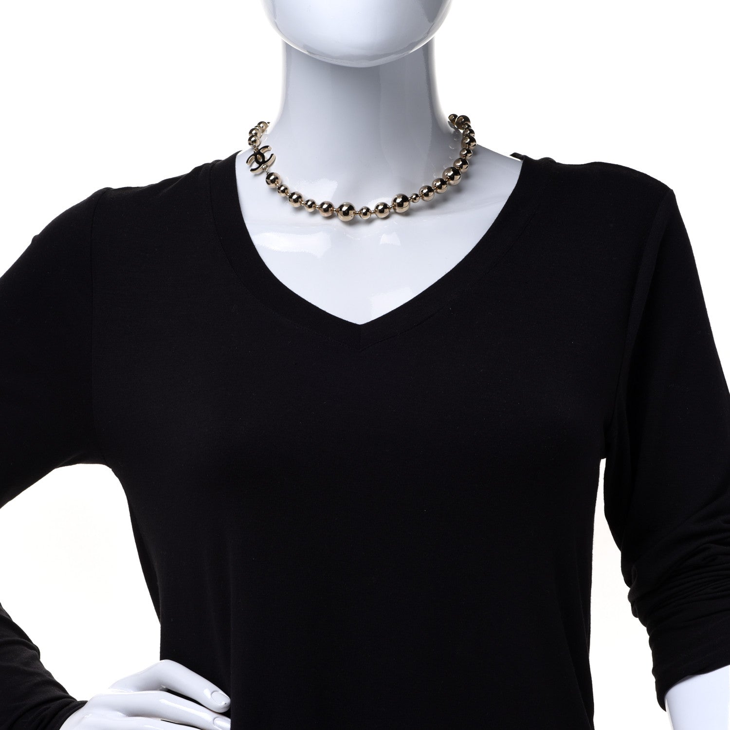 Chanel Metal Bead CC Necklace Gold 2 of 6