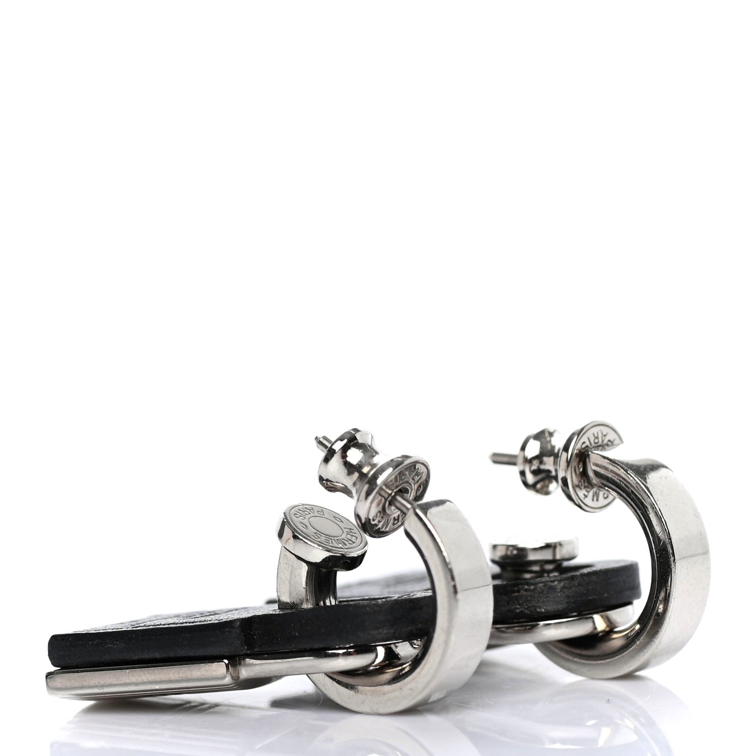 Hermes Palladium Swift O'Kelly Earrings Black 3 of 5