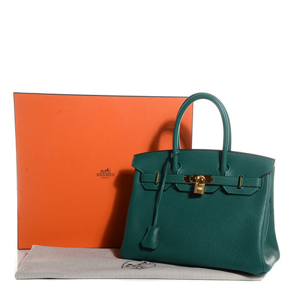 Hermes Taurillon Clemence Birkin 30 Malachite 19 of 19