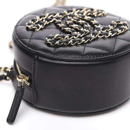 Chanel Lambskin Quilted Large CC Round Clutch With Chain Black 9 of 11
