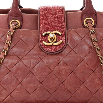 Chanel Glazed Calfskin Stingray Bindi CC Tote Red 8 of 16