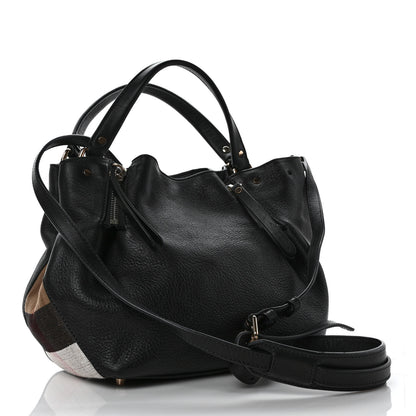 Burberry Grainy Calfskin House Check Small Maidstone Black 3 of 12