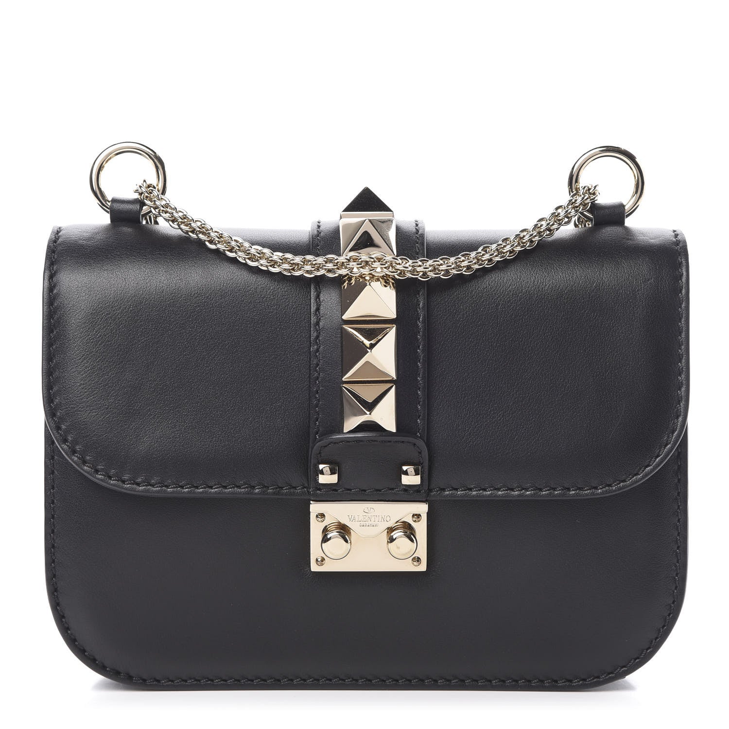 Valentino Garavani Vitello Small Glam Lock Rockstud Flap Black 1 of 11