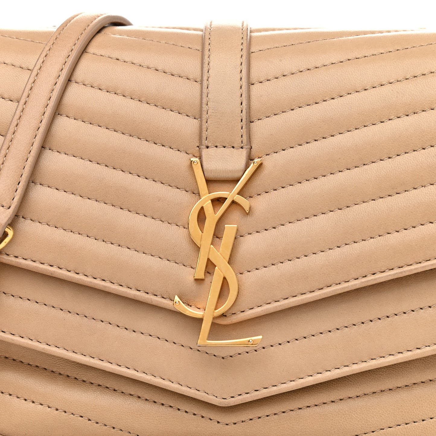 Lambskin Matelasse Chevron Monogram Small Sulpice Bag Sable Beige