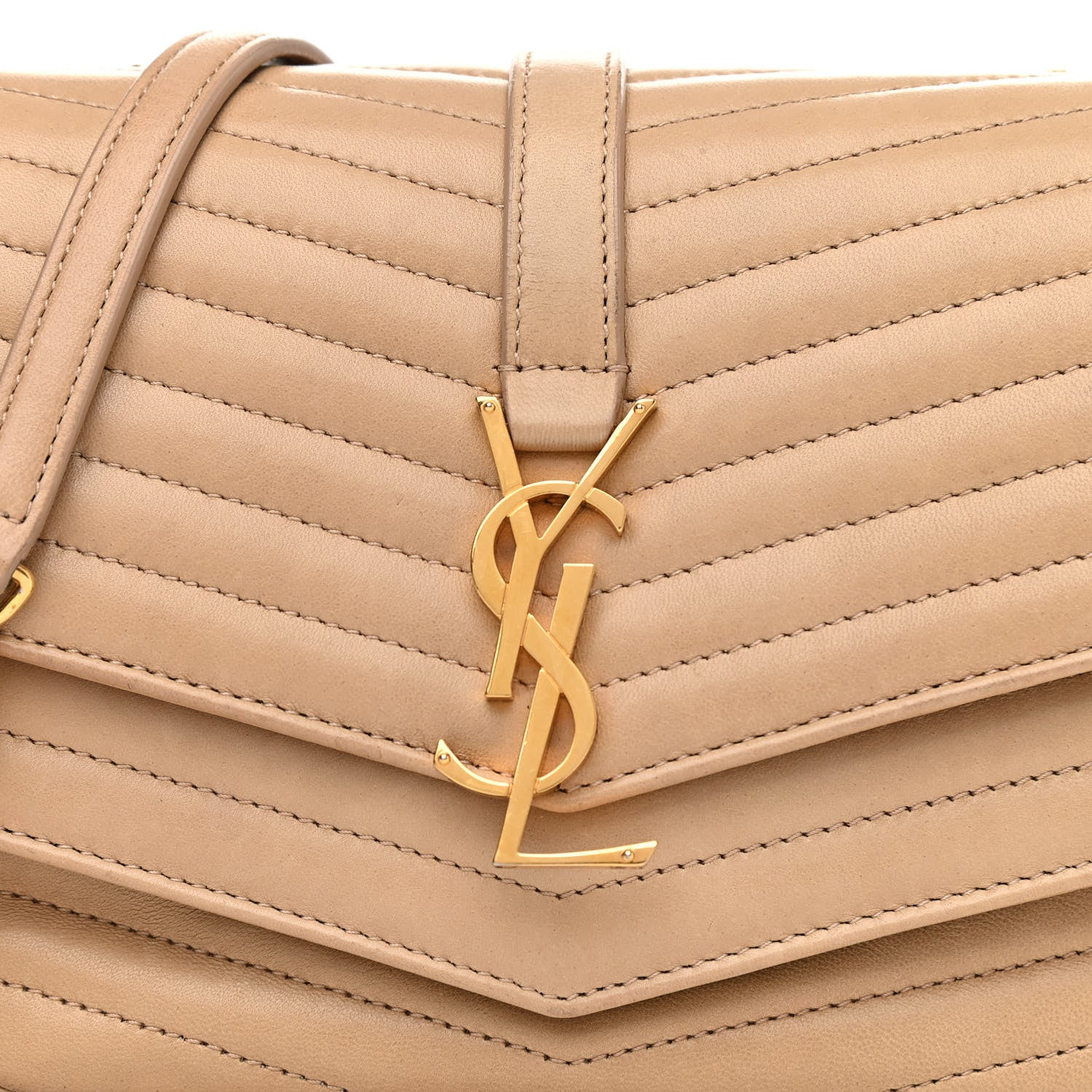 Saint Laurent Lambskin Matelasse Chevron Monogram Small Sulpice Bag Sable Beige 8 of 13