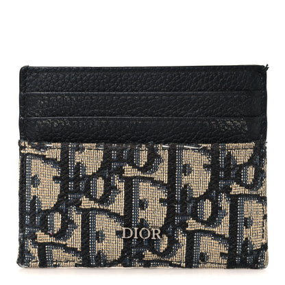 Christian Dior Grained Calfskin Oblique Card Holder Black 1 of 9