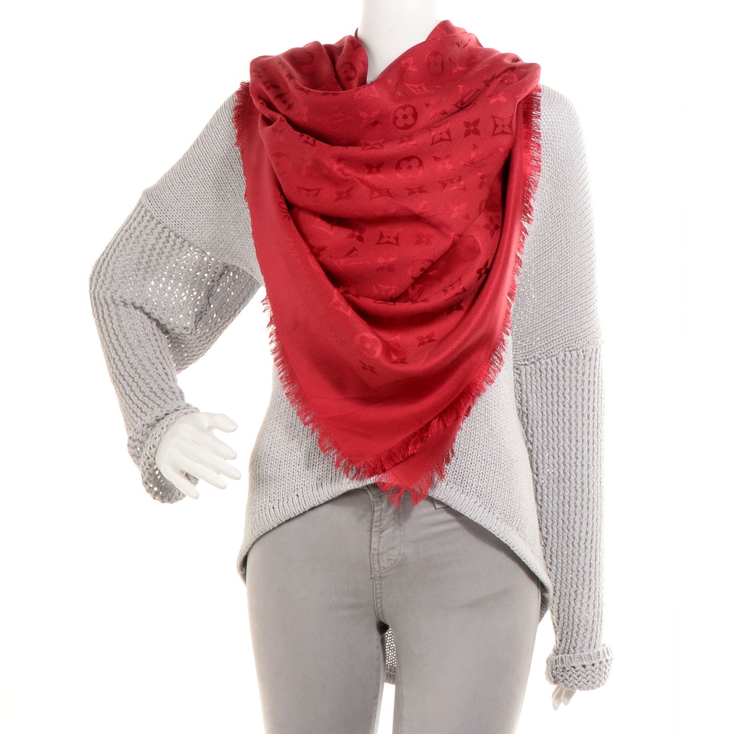 Silk Wool Monogram Shawl Pomme D'Amour