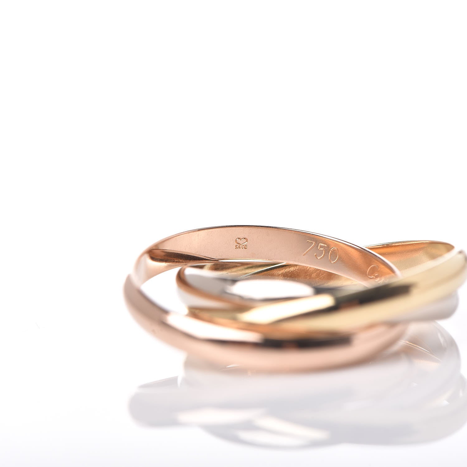 Cartier 18K Pink Yellow White Gold Small Trinity Ring 51 5.75 4 of 9