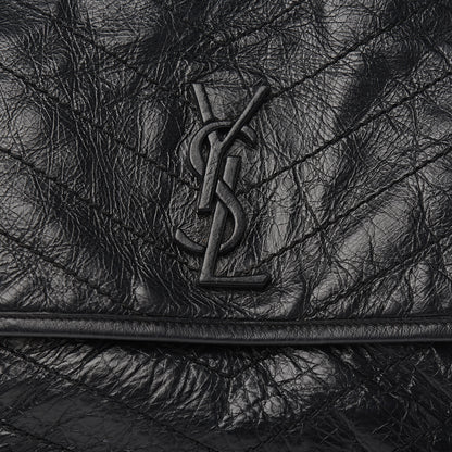 Saint Laurent Crinkled Calfskin Matelasse Monogram Medium Niki Chain Satchel Black 9 of 10