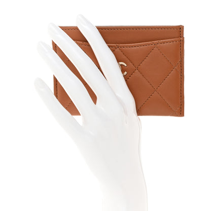 Chanel Lambskin Quilted Card Holder Camel 2 of 9