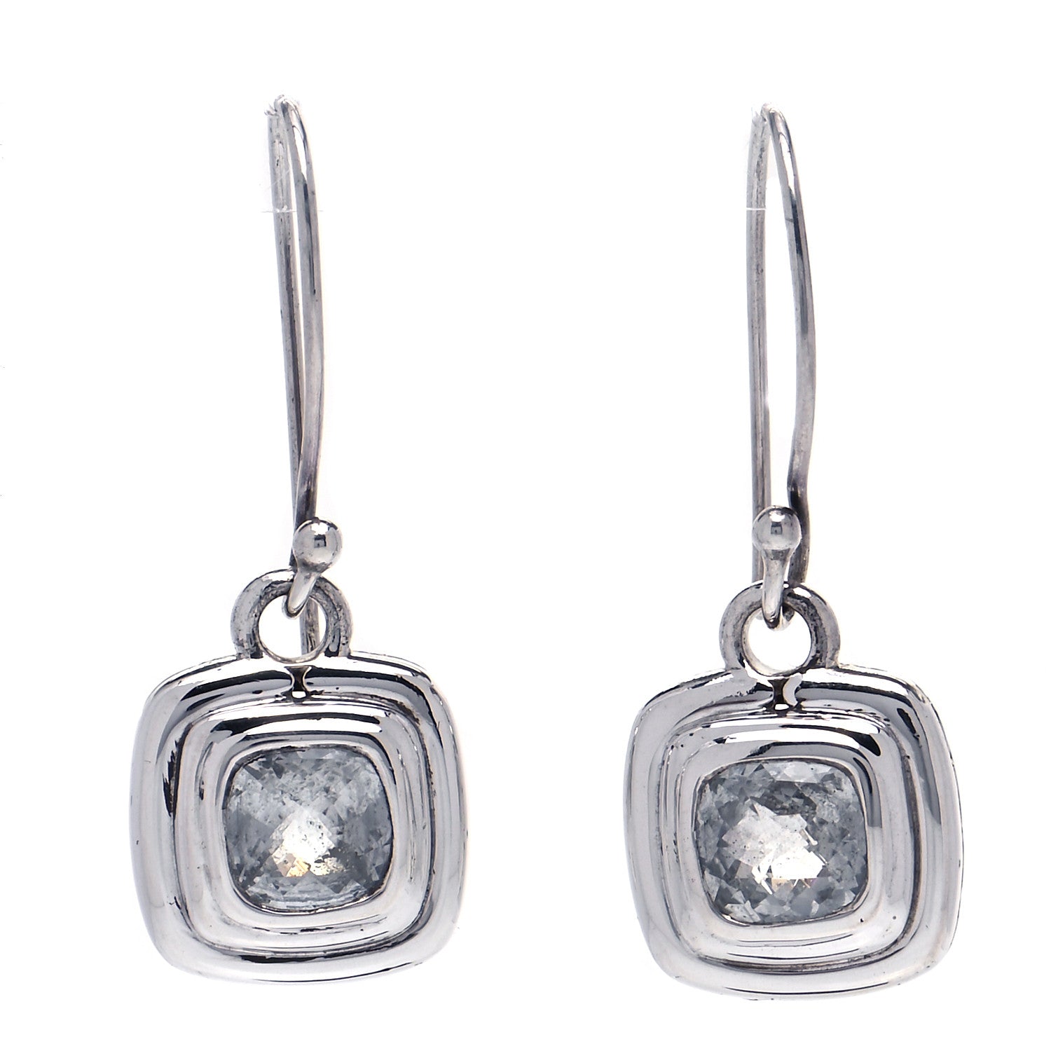 John Hardy Sterling Silver White Topaz Drop Earrings 1 of 4