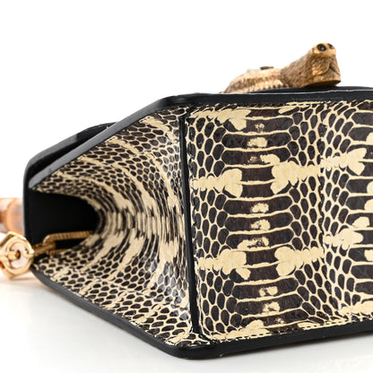 Gucci Snakeskin Pearl Mini Fox Broche Bamboo Top Handle Bag Roccia Hibiscus Red Mystic White 9 of 12