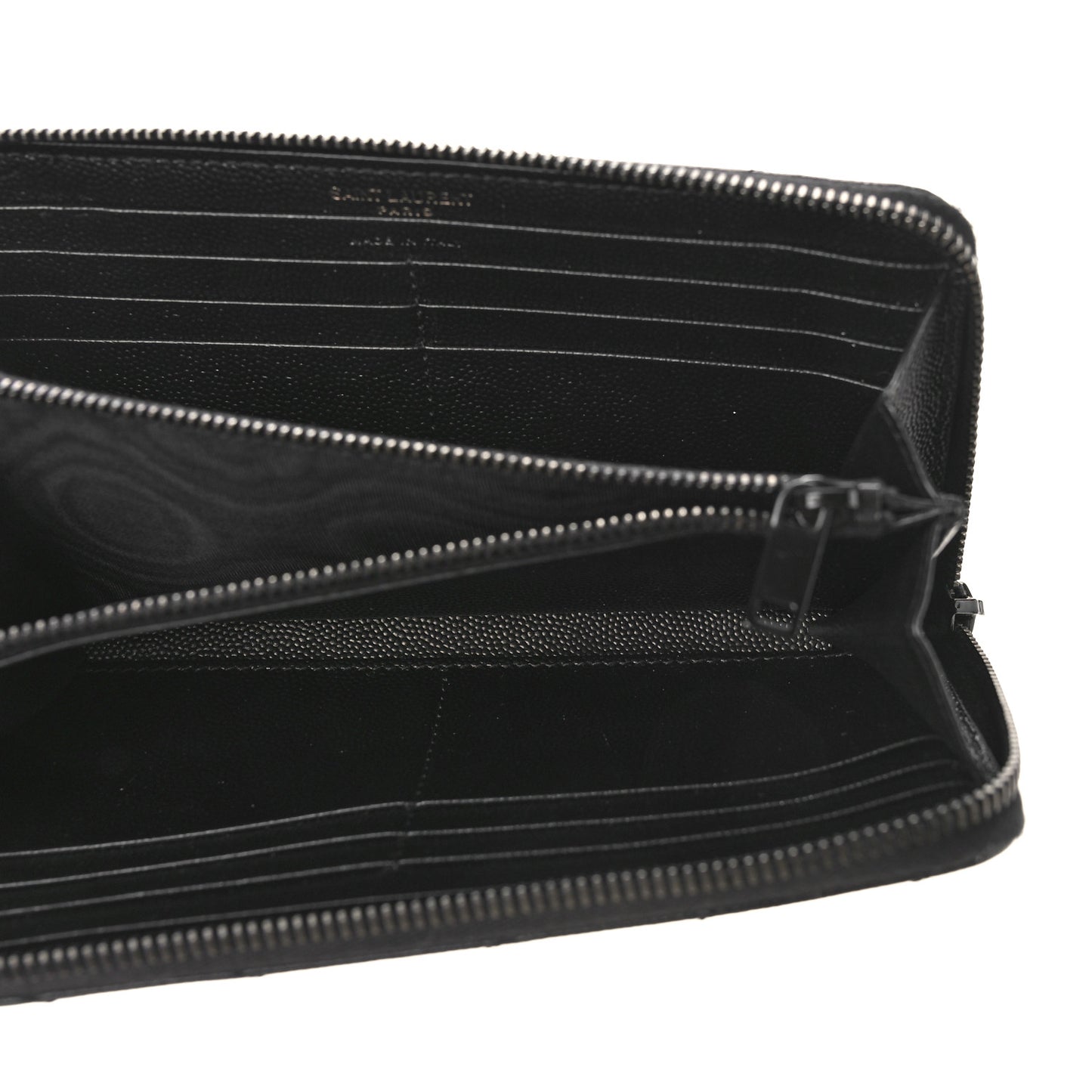 Grain De Poudre Matelasse Chevron Monogram Monochrome Zip Around Wallet Black