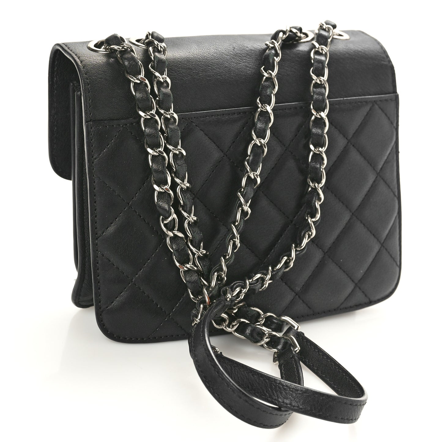Goatskin Quilted Small CC Box Flap Black