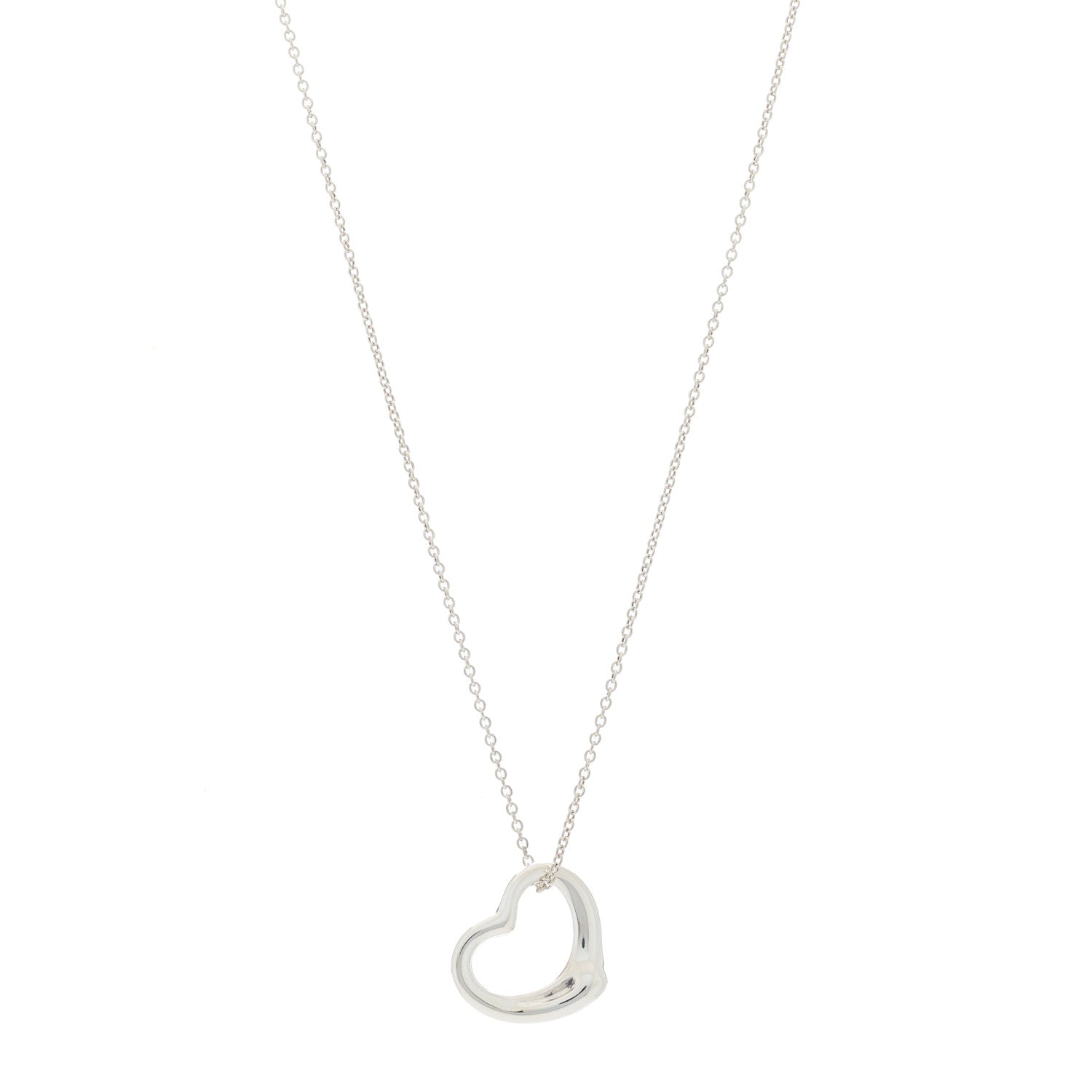 Tiffany Sterling Silver 22mm Elsa Peretti Open Heart Pendant Necklace 1 of 6