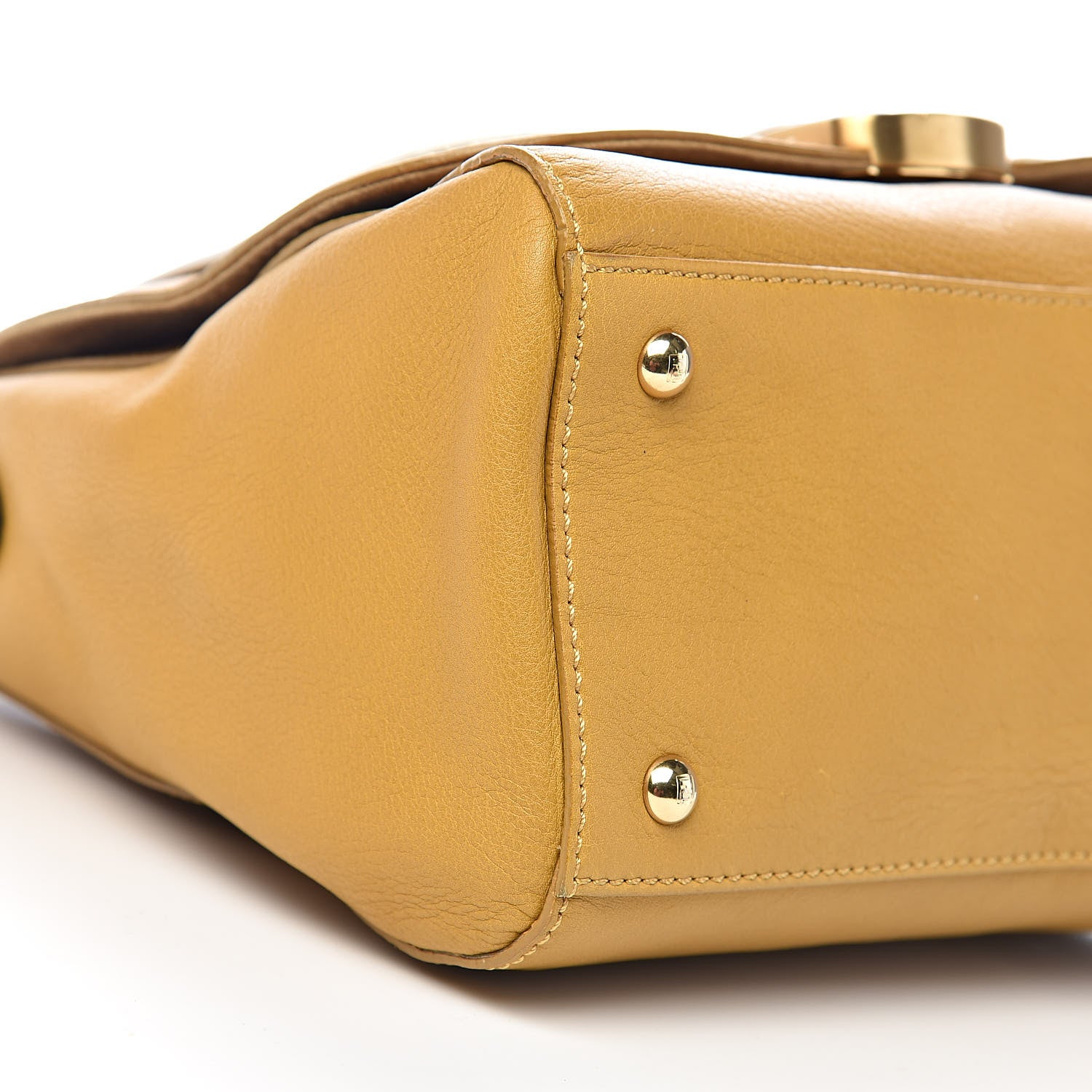 Fendi Calfskin Colorblock Anna Shoulder Bag Yellow White 11 of 13