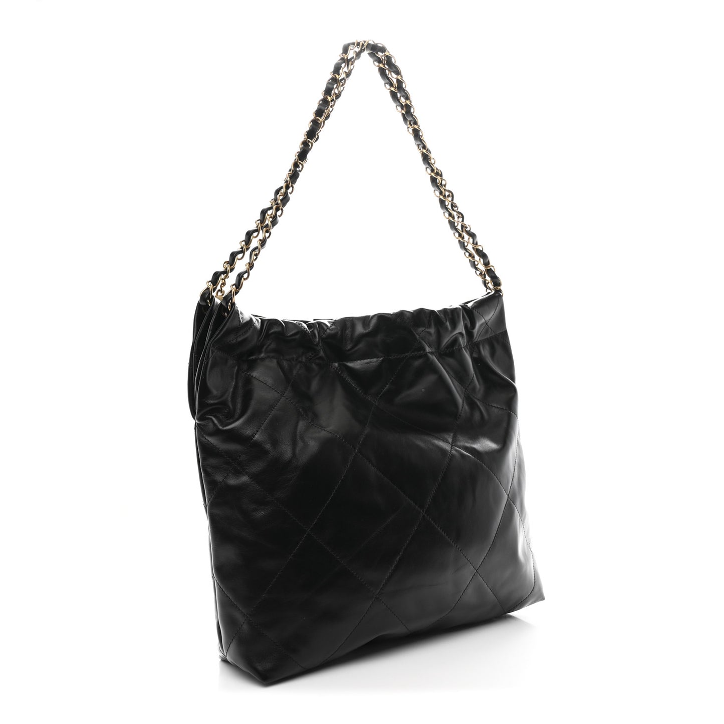 Shiny Calfskin Quilted Small Chanel 22 Black