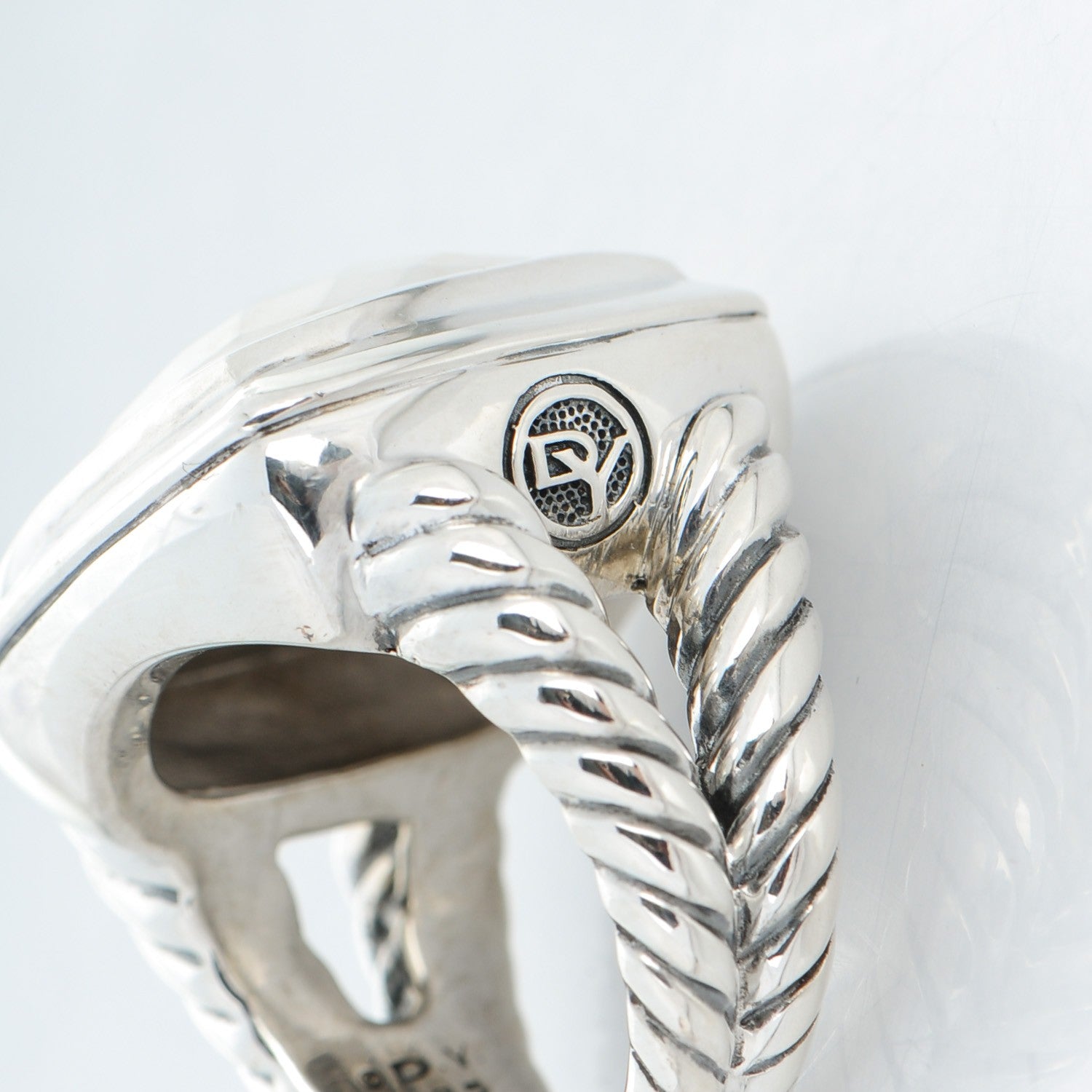 David Yurman Sterling Silver White Agate 16mm Albion Ring 52 6 5 of 6