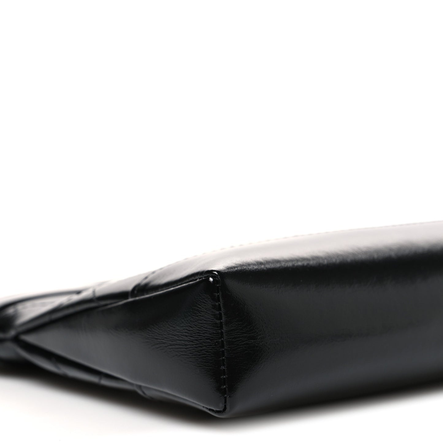 Shiny Crumpled Calfskin Quilted Nano 31 Shopping Bag Black