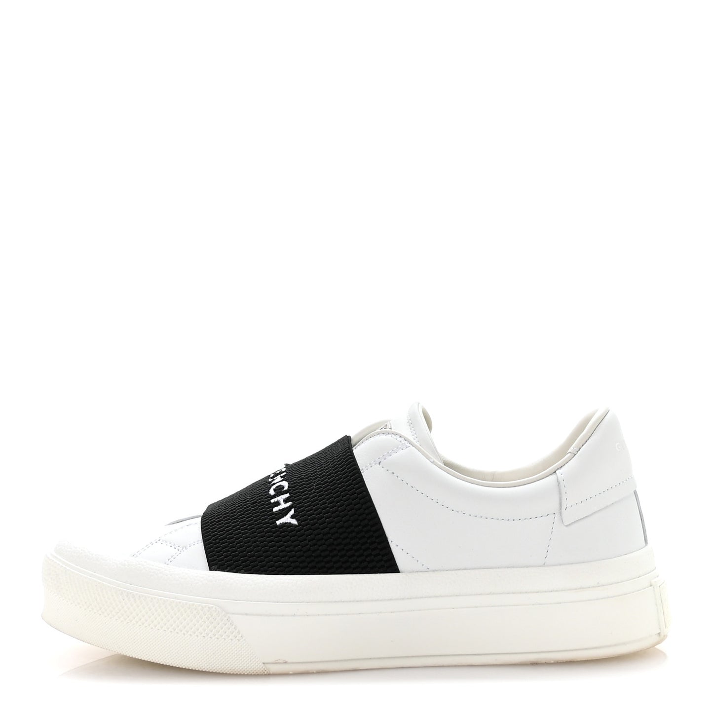 Calfskin Band Logo Womens Urban Street Sneakers 37.5 White Black