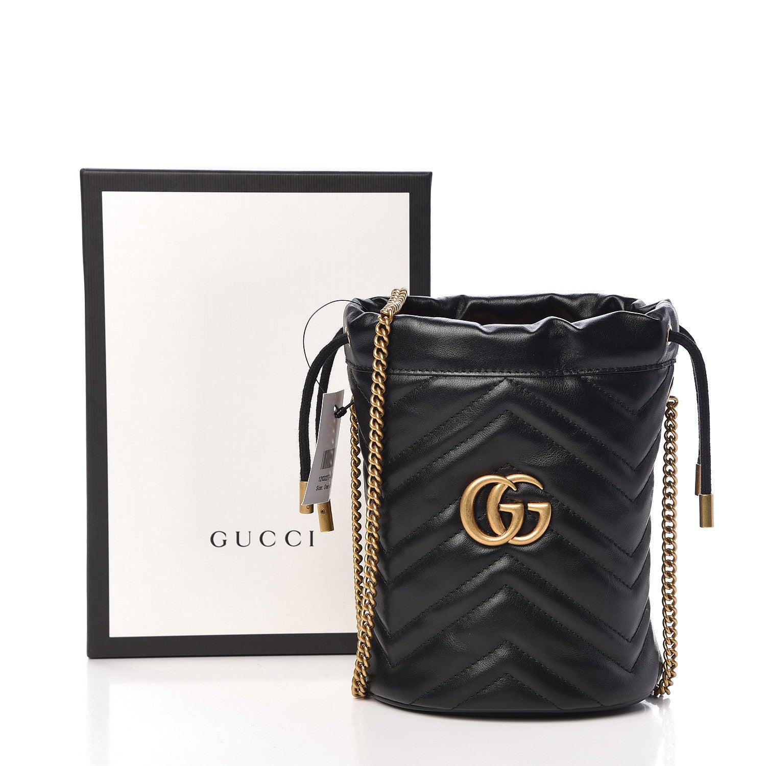 Gucci Calfskin Matelasse Mini GG Marmont 2.0 Bucket Bag Black 10 of 10