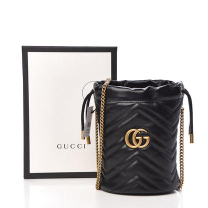 Gucci Calfskin Matelasse Mini GG Marmont 2.0 Bucket Bag Black 10 of 10