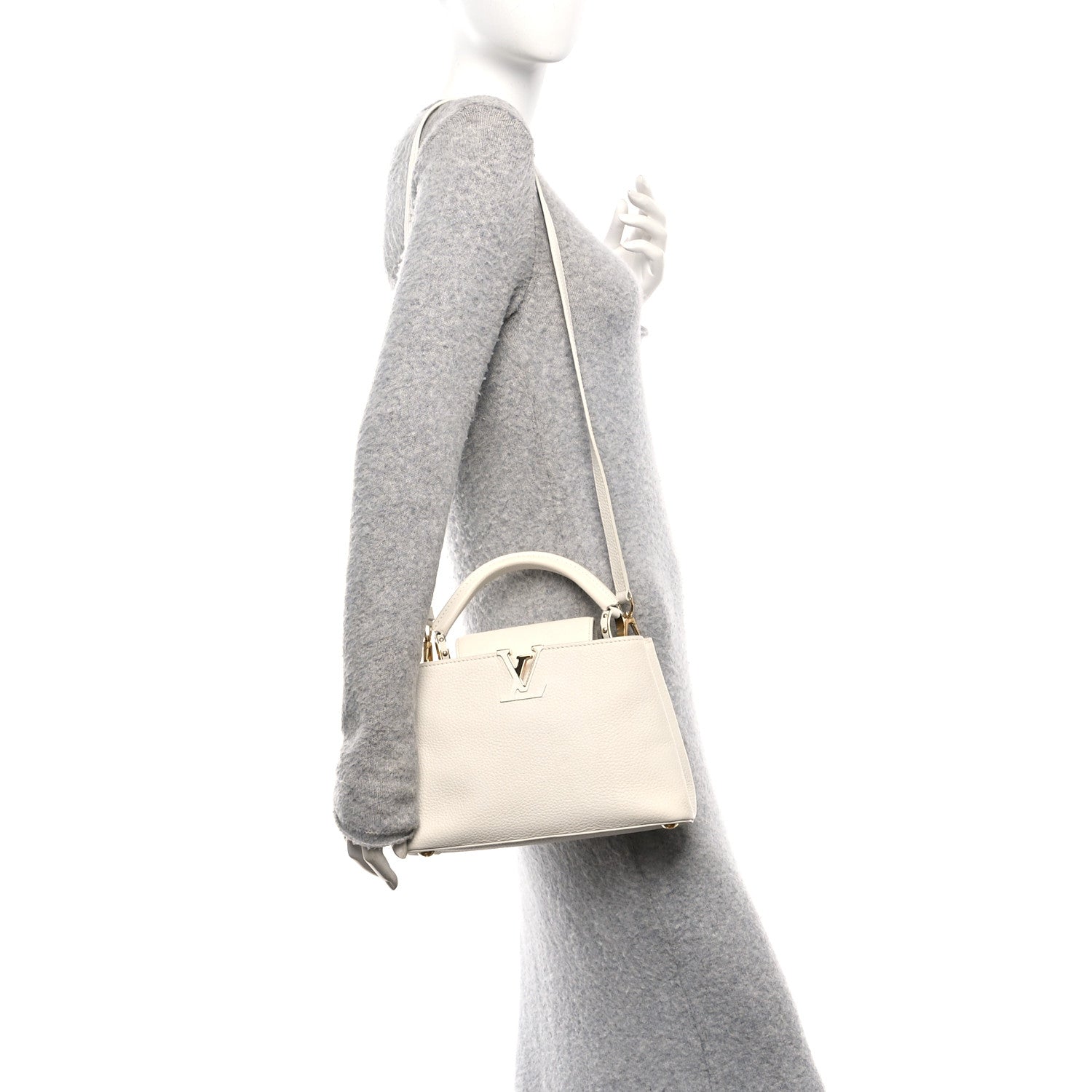 Louis Vuitton Taurillon Capucines BB Blanc Casse 2 of 9